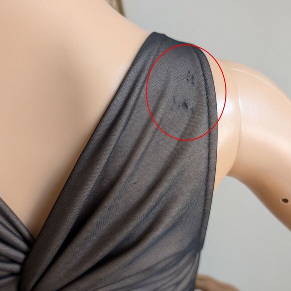 Vintage 90s LA Glo Prom Gown Black Glitter Semi Sheer Whimsygoth Dress Size M - Picture 7 of 15